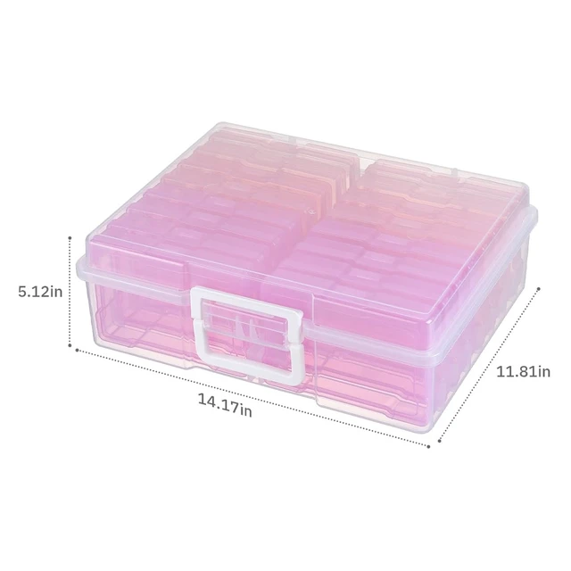 Alt view image 2 of 7 - 4" x 6" Plastic Photo Storage Case with 16 Inner Pink Small Boxes | Easy to Carry,Dust Prevention,keep Clean,Durable Material,Snap-tight design,Store Photo