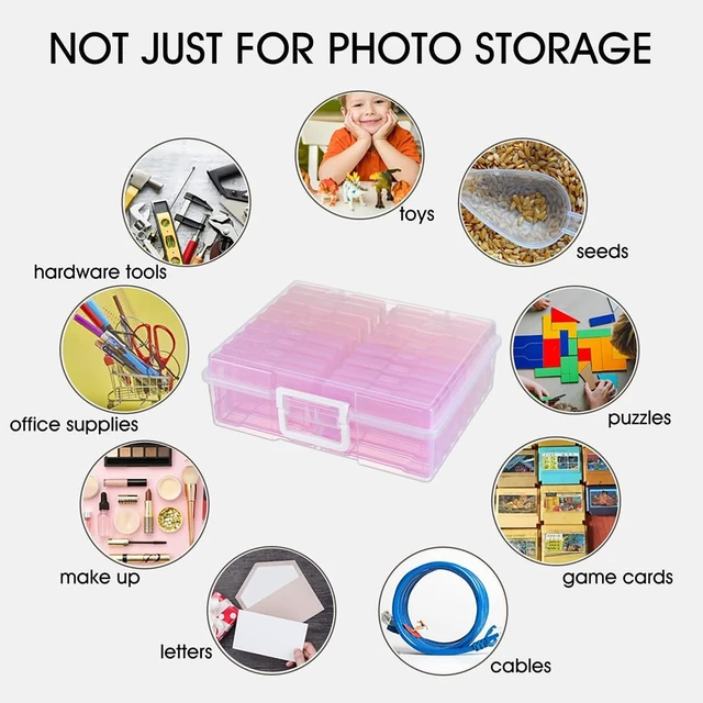 Alt view image 3 of 7 - 4" x 6" Plastic Photo Storage Case with 16 Inner Pink Small Boxes | Easy to Carry,Dust Prevention,keep Clean,Durable Material,Snap-tight design,Store Photo