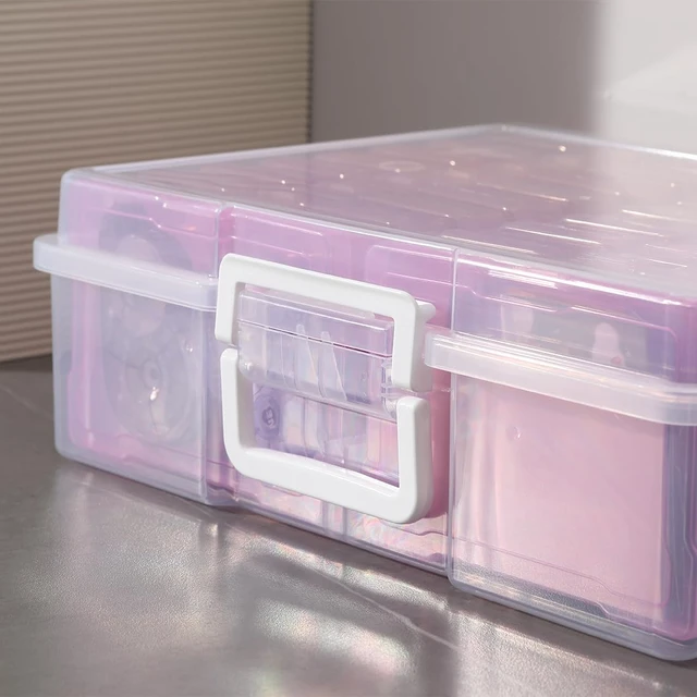 Alt view image 5 of 7 - 4" x 6" Plastic Photo Storage Case with 16 Inner Pink Small Boxes | Easy to Carry,Dust Prevention,keep Clean,Durable Material,Snap-tight design,Store Photo