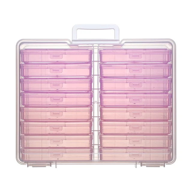 Alt view image 6 of 7 - 4" x 6" Plastic Photo Storage Case with 16 Inner Pink Small Boxes | Easy to Carry,Dust Prevention,keep Clean,Durable Material,Snap-tight design,Store Photo