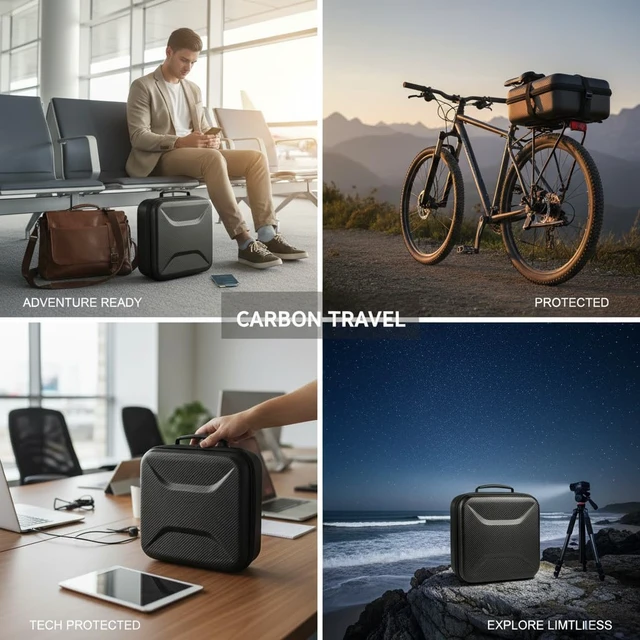 Alt view image 6 of 7 - Starlink Mini Case Protective Travel Carrying Case for Starlink Mini Dish, Kickstand, Pipe Adapter, Power Adapter & Cables Splash-Resistant, Shockproof