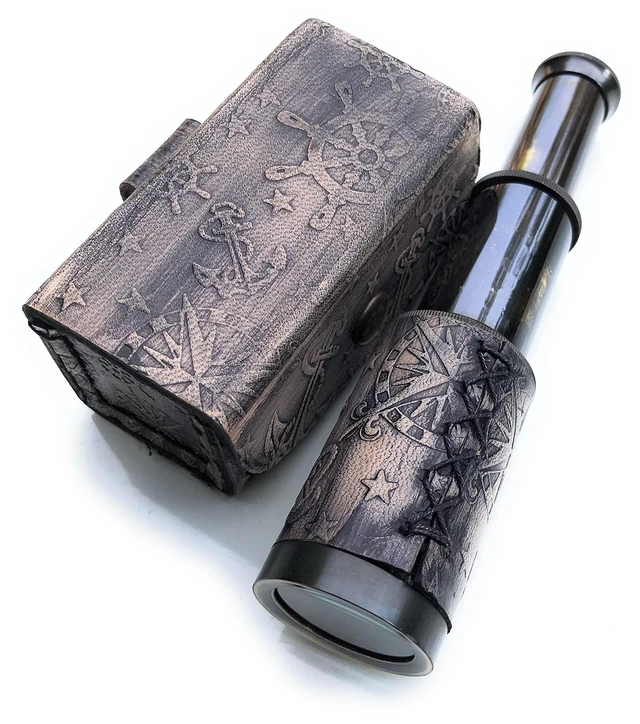 Main image of 6" Brass Handheld Telescope Nautical Pirate Spyglass with Box Decorative Telescope