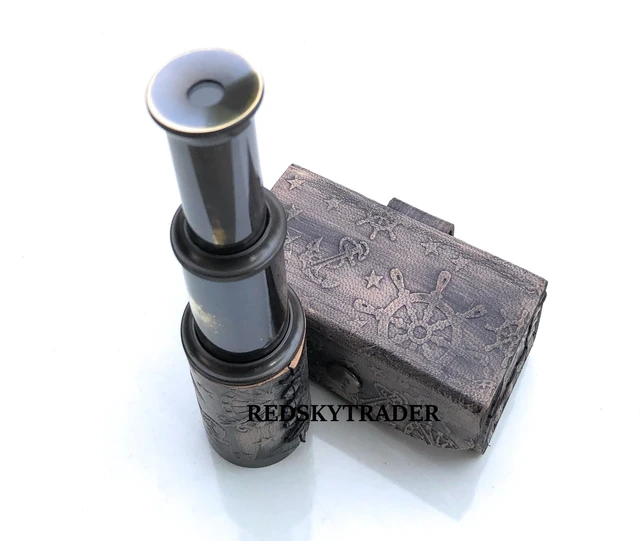 Alt view image 4 of 6 - 6" Brass Handheld Telescope Nautical Pirate Spyglass with Box Decorative Telescope