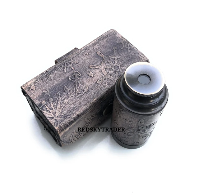 Alt view image 3 of 6 - 6" Brass Handheld Telescope Nautical Pirate Spyglass with Box Decorative Telescope