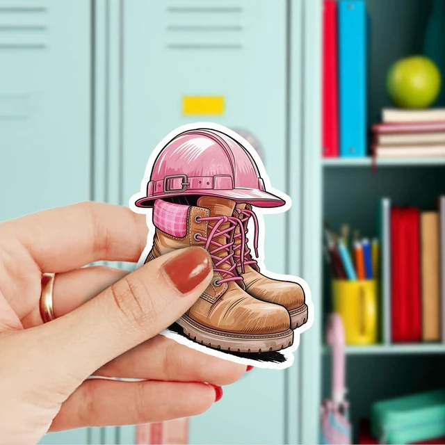 Main image of (3 Pcs) Pink Worker Sticker, Feminine Blue Collar Job Pride Vinyl Sticker for Water Bottle Skateboard Helmet Hard Hat Toolbox Decal, Gifts for Women Girl Friends in Welders Electricians 3x3 Inches