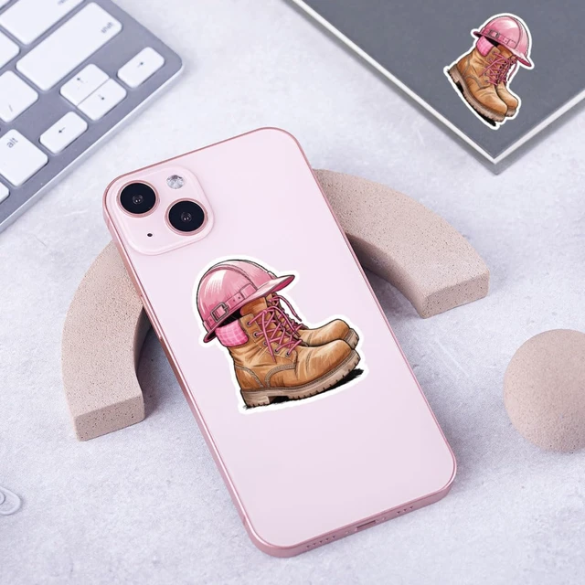 Alt view image 2 of 6 - (3 Pcs) Pink Worker Sticker, Feminine Blue Collar Job Pride Vinyl Sticker for Water Bottle Skateboard Helmet Hard Hat Toolbox Decal, Gifts for Women Girl Friends in Welders Electricians 3x3 Inches