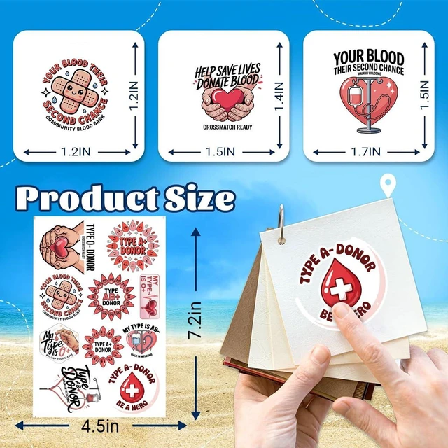 Alt view image 7 of 7 - (1.5-2 Inch) 60Pcs Blood Donation Stickers, Blood Donor Awareness Decals | Awareness Red Cross Style Waterproof Vinyl Sticker Pack for Laptop Water Bottle Phone Gifts for Nurses Medical Staff