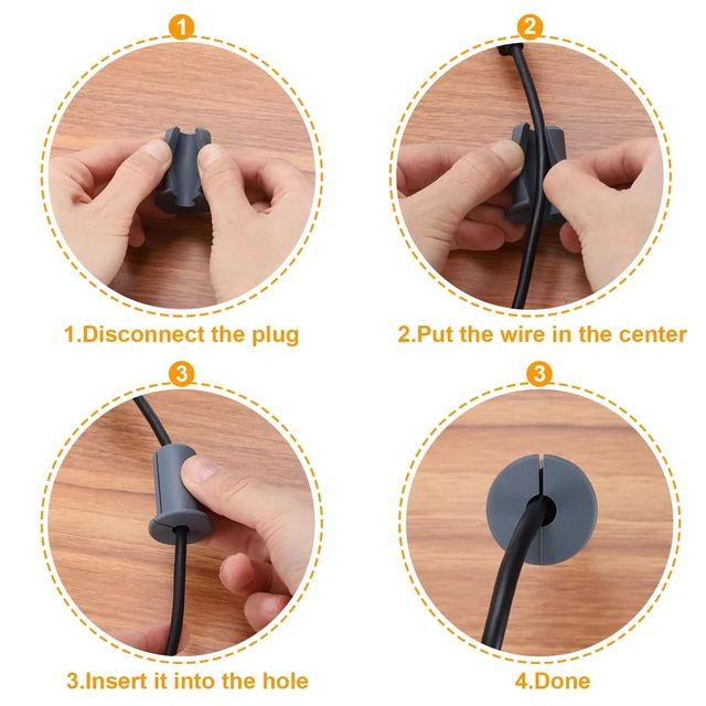 Alt view image 5 of 6 - 8Pcs Wall Grommets for Cables 3/4 Inch Silicone Cable Wall Bushing Feed Through Cable Routing Kit Accessories Wall Cable Pass Through for Ethernet with 7mm Hole, Black