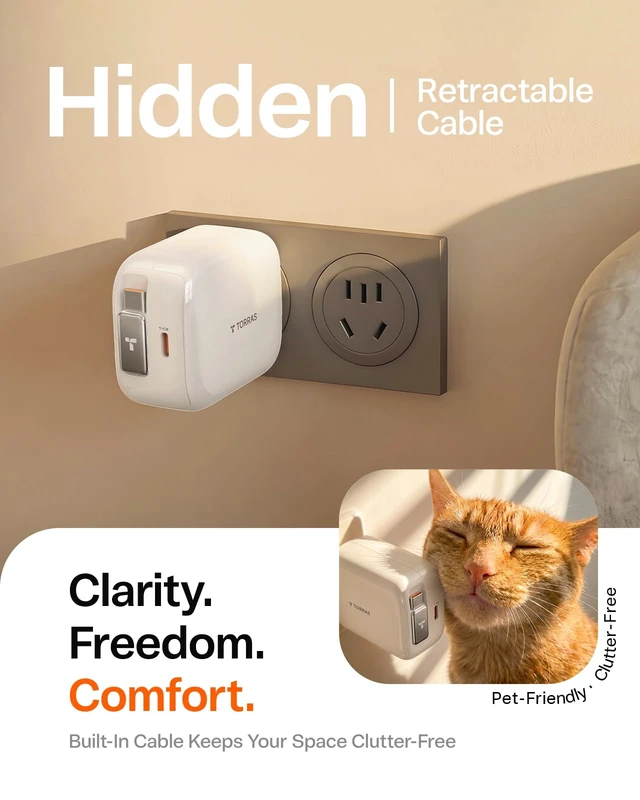 Alt view image 6 of 6 - FlexLine 35W USB C Charger, Dual-Port GaN Retractable Charger | iPhone 17/16/15, Galaxy, Pixel, iPad compatible, built-in braided cable, dual-device fast charging, travel and desk use