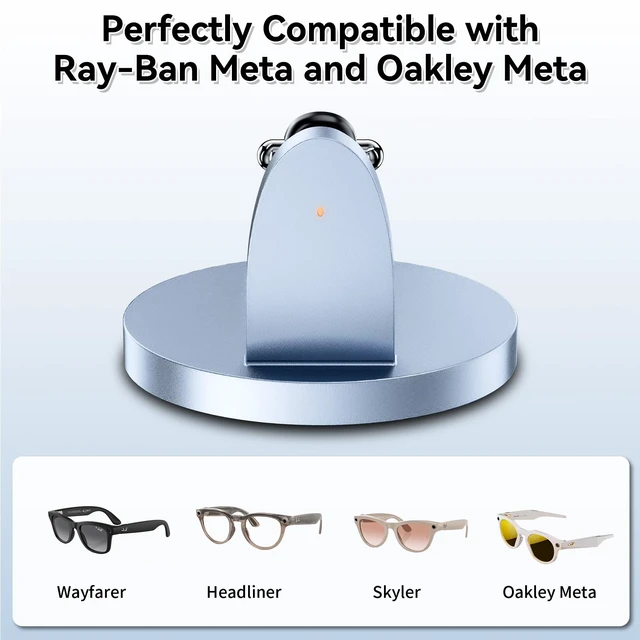 Alt view image 2 of 6 - Charger Stand for RayBan Meta Smart Glasses with LED Display | Charging Stand for Rayban Meta Wayfarer,Headliner,Skylar,Oakley HSTN,USB C/A Cable to Adapter, Ray Ban Meta Accessories