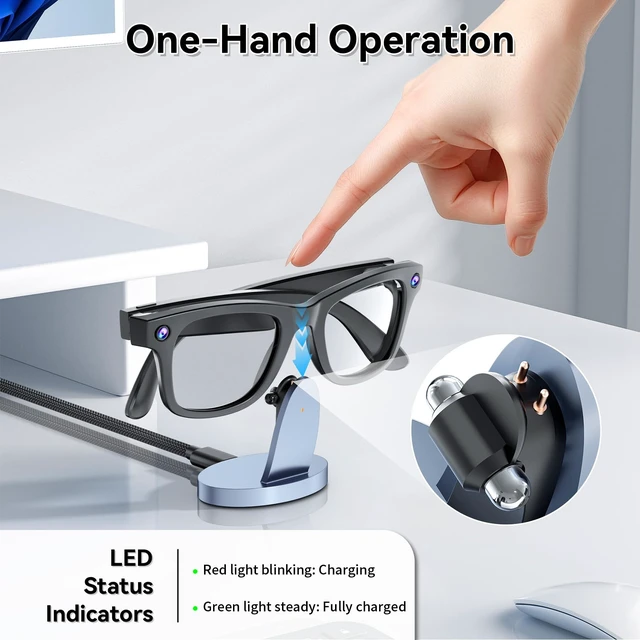 Alt view image 3 of 6 - Charger Stand for RayBan Meta Smart Glasses with LED Display | Charging Stand for Rayban Meta Wayfarer,Headliner,Skylar,Oakley HSTN,USB C/A Cable to Adapter, Ray Ban Meta Accessories