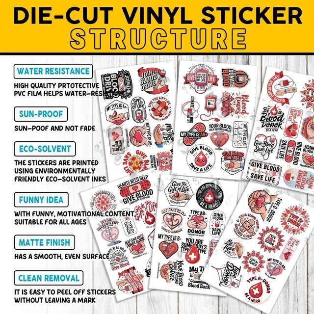 Alt view image 5 of 7 - (1.5-2 Inch) 60Pcs Blood Donation Stickers, Blood Donor Awareness Decals | Awareness Red Cross Style Waterproof Vinyl Sticker Pack for Laptop Water Bottle Phone Gifts for Nurses Medical Staff