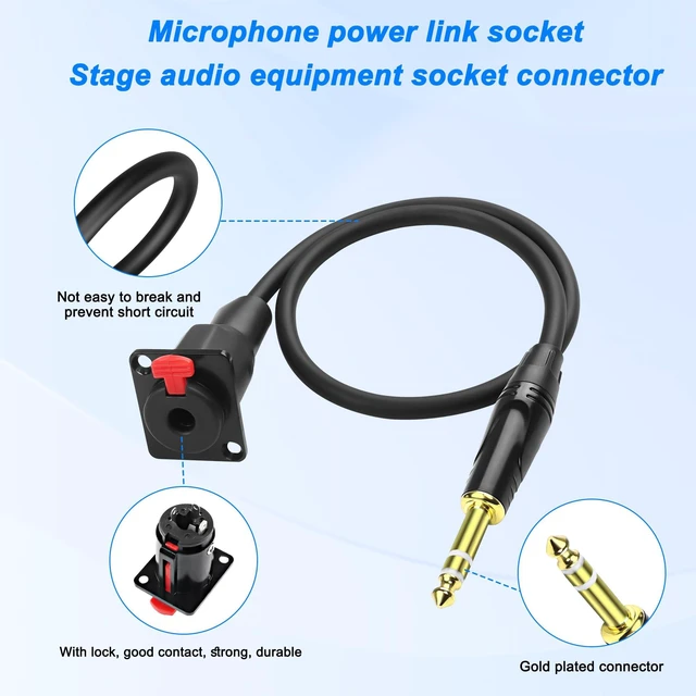 Alt view image 3 of 6 - D-Type 6.35mm 1/4" Female Panel Mount to 6.35mm Male Stereo Cable | 6.35mm TRS Female Socket to 6.35mm TRS Male Adapter Connector Cord Speaker Headphone Extension Cable-0.5M/1.6FT