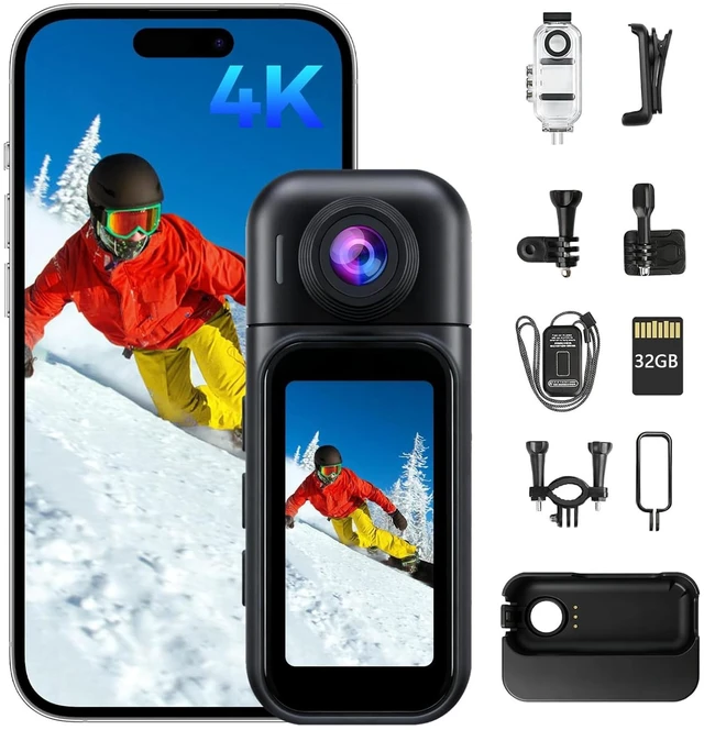 Main image of Mini Body Camera 4K Bodycam Waterproof Thumb Action Camera with APP | Hands-Free POV Vlogging Cam for Motorcycle, Cycling, Diving