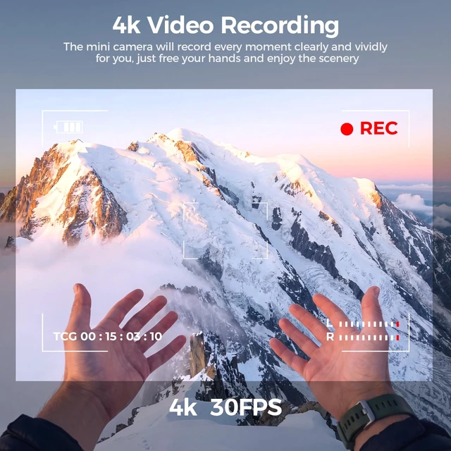 Alt view image 3 of 7 - Mini Body Camera 4K Bodycam Waterproof Thumb Action Camera with APP | Hands-Free POV Vlogging Cam for Motorcycle, Cycling, Diving