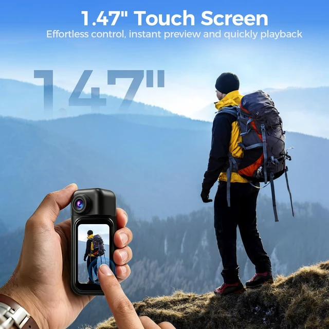 Alt view image 4 of 7 - Mini Body Camera 4K Bodycam Waterproof Thumb Action Camera with APP | Hands-Free POV Vlogging Cam for Motorcycle, Cycling, Diving