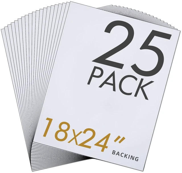 Main image of 25 Pack 18x24 Mat Boards, 4-Ply Acid-Free Backing Board Ideal for Framing Photos, Art Prints, Paintings, Posters and DIY Craft Projects