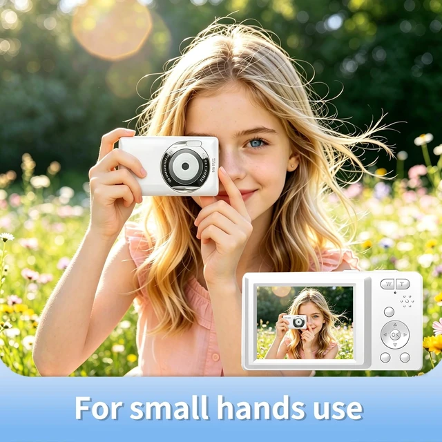 Alt view image 2 of 4 - Digital Camera 68MP Ultra HD Compact Point and Shoot Camera with 16X Digital Zoom, Auto Focus, Anti-Shake, Smile Capture, Self Timer, Portable Small Digital Camera with 32GB Card (White)