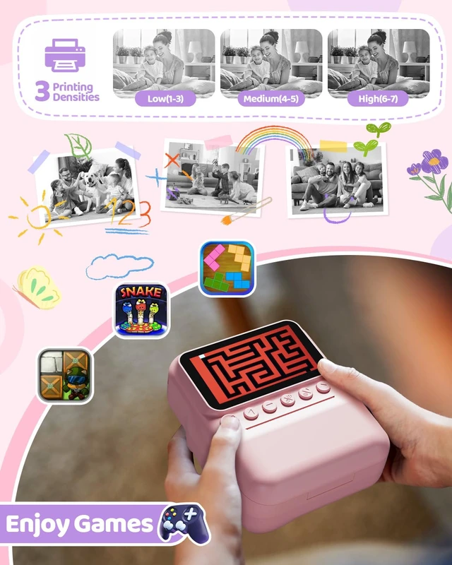 Alt view image 4 of 6 - Kids Camera Instant Print for Girls Ages 3-14, 3-inch HD Screen Camera for Kids with Printing Paper, 1080P Digital Toddler Toys for 4 5 6 7 8 9 10 11 12 Years Old (Pink)