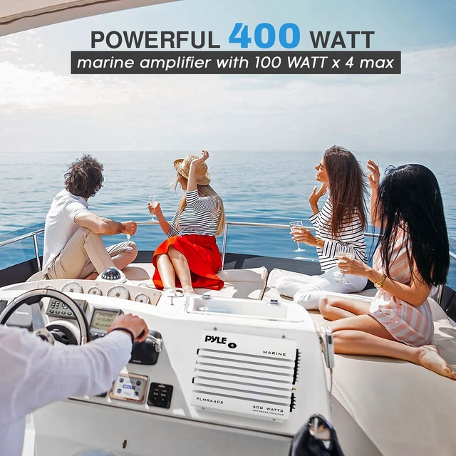 Alt view image 6 of 7 - Hydra Marine Amplifier - Upgraded Elite Series 400 Watt 4 Channel Audio Amplifier | Waterproof Dual MOSFET Power Supply | GAIN Level Controls, RCA Stereo Input & LED Indicator