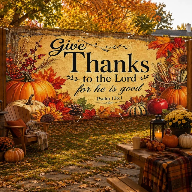 Alt view image 2 of 7 - Thanksgiving Autumn Garage Door Covers Banner 6X13ft Polyester | Pumpkin decor, Fall foliage, autumn backdrop, garage door cover for Garage, Yard, Patio (Biblical quote pumpkin print