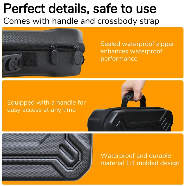 Alt view image 7 of 7 - Starlink Mini Case-Durable PU Case with Custom Grooves Shoulder Strap & Handle Fits Starlink Mini and Accessories Travel-Friendly Dustproof Black