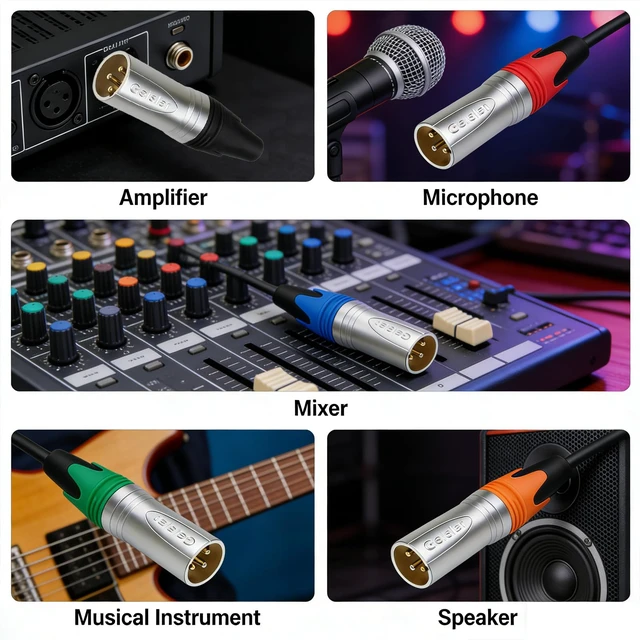 Alt view image 2 of 7 - Geisler XLR 3 Pin Male XLR 3 Pin Female Plug Gold-Plated Copper Contacts Fine Silver Nickel Metal Housing with Muficolored Rubber Ring (Silver-housing Colorful-Mark Male) 25 Pack