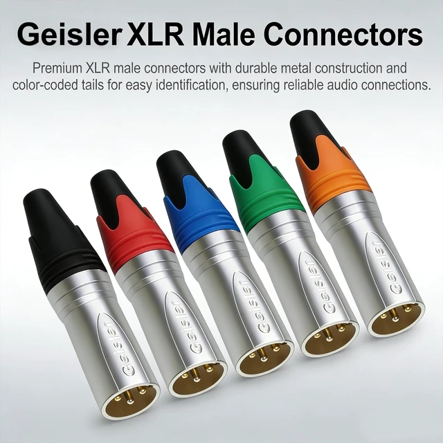 Alt view image 4 of 7 - Geisler XLR 3 Pin Male XLR 3 Pin Female Plug Gold-Plated Copper Contacts Fine Silver Nickel Metal Housing with Muficolored Rubber Ring (Silver-housing Colorful-Mark Male) 25 Pack