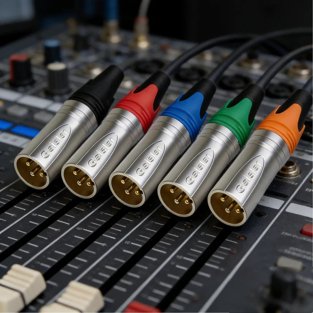 Alt view image 5 of 7 - Geisler XLR 3 Pin Male XLR 3 Pin Female Plug Gold-Plated Copper Contacts Fine Silver Nickel Metal Housing with Muficolored Rubber Ring (Silver-housing Colorful-Mark Male) 25 Pack