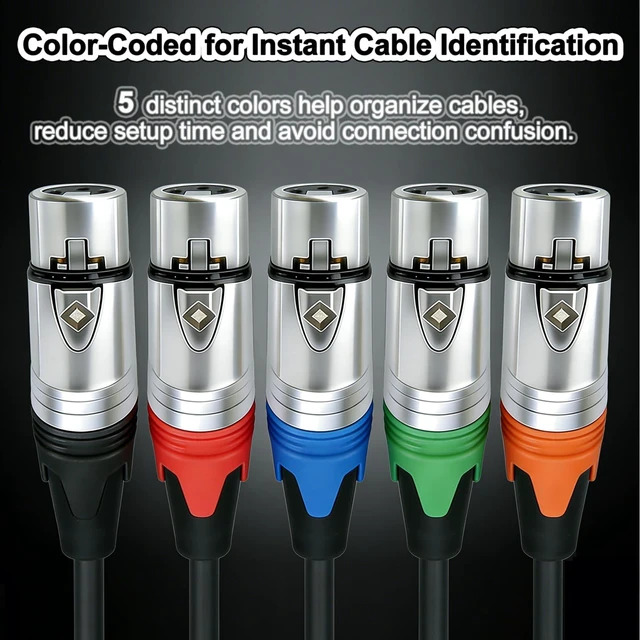 Alt view image 7 of 7 - Geisler XLR 3 Pin Male XLR 3 Pin Female Plug Gold-Plated Copper Contacts Fine Silver Nickel Metal Housing with Muficolored Rubber Ring (Silver-housing Colorful-Mark Female) 25 Pack