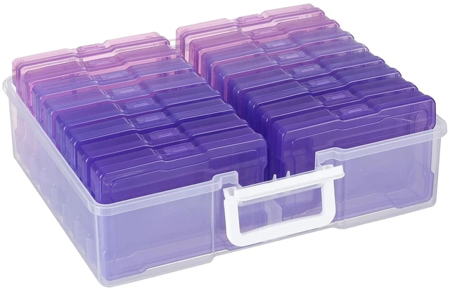 Main image of 4"x6" Plastic Photo Storage Case with Purple 16 Inner Containers | Easy to Carry,Dust Prevention,keep Clean,Durable Material,Snap-tight design,Store Photos