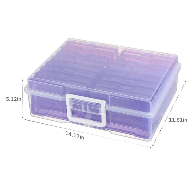 Alt view image 2 of 6 - 4"x6" Plastic Photo Storage Case with Purple 16 Inner Containers | Easy to Carry,Dust Prevention,keep Clean,Durable Material,Snap-tight design,Store Photos