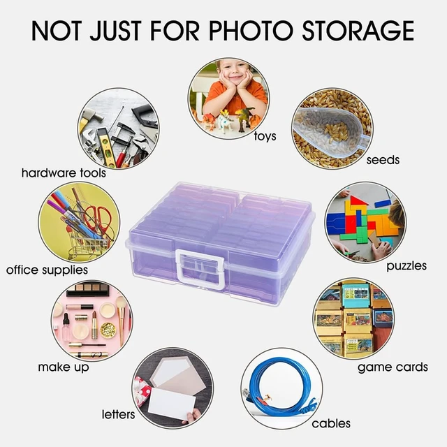 Alt view image 3 of 6 - 4"x6" Plastic Photo Storage Case with Purple 16 Inner Containers | Easy to Carry,Dust Prevention,keep Clean,Durable Material,Snap-tight design,Store Photos