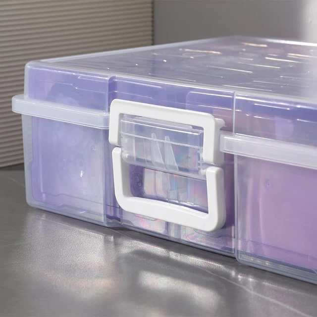 Alt view image 5 of 6 - 4"x6" Plastic Photo Storage Case with Purple 16 Inner Containers | Easy to Carry,Dust Prevention,keep Clean,Durable Material,Snap-tight design,Store Photos
