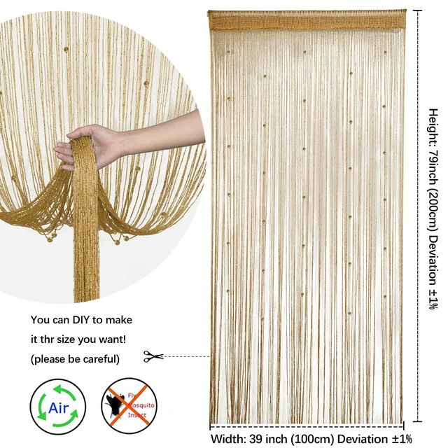 Alt view image 4 of 6 - 2 Pack Crystal Beaded Curtains for Doorways Glitter Beads Curtains | 30 Beads Wall Panel Fringe Decorative Hanging Curtain for Window 39x79 Inch Wedding Coffee House Door Divider Tassel Screen