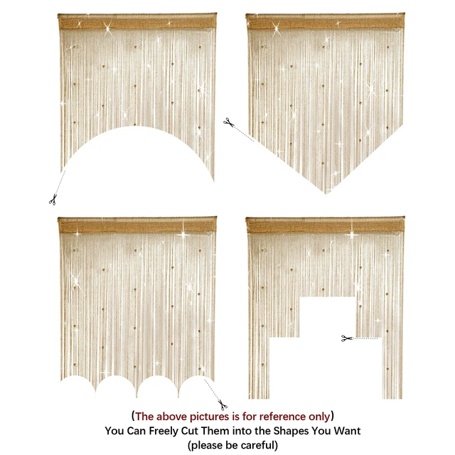 Alt view image 5 of 6 - 2 Pack Crystal Beaded Curtains for Doorways Glitter Beads Curtains | 30 Beads Wall Panel Fringe Decorative Hanging Curtain for Window 39x79 Inch Wedding Coffee House Door Divider Tassel Screen