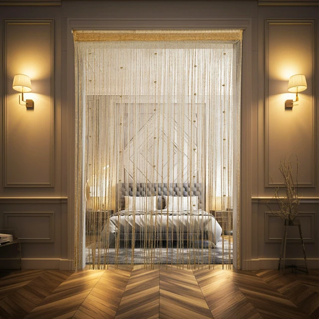 Alt view image 6 of 6 - 2 Pack Crystal Beaded Curtains for Doorways Glitter Beads Curtains | 30 Beads Wall Panel Fringe Decorative Hanging Curtain for Window 39x79 Inch Wedding Coffee House Door Divider Tassel Screen