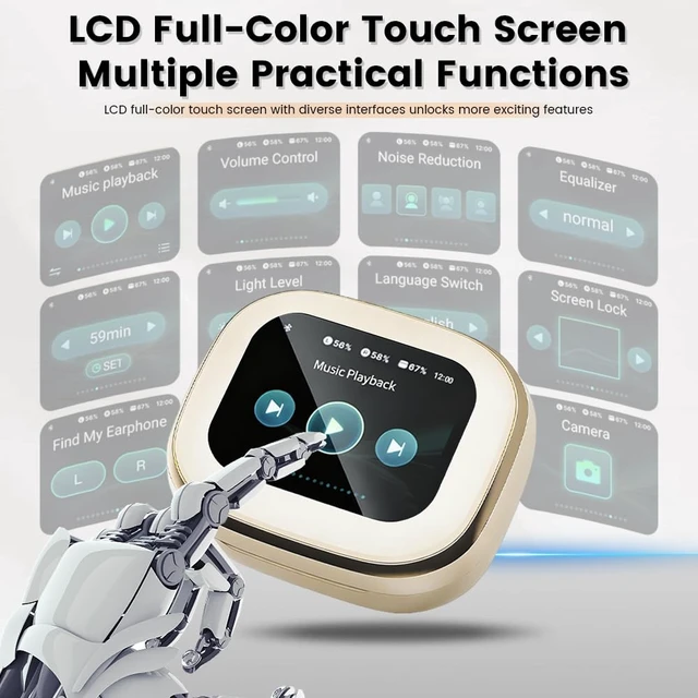 Alt view image 5 of 6 - Wireless Earbuds with Touch Screen, Bluetooth 5.4 Headphones, ANC Noise Cancelling, 60H HiFi Stereo Bluetooth Ear Buds with 5 EQ Modes, for Sports/Workout