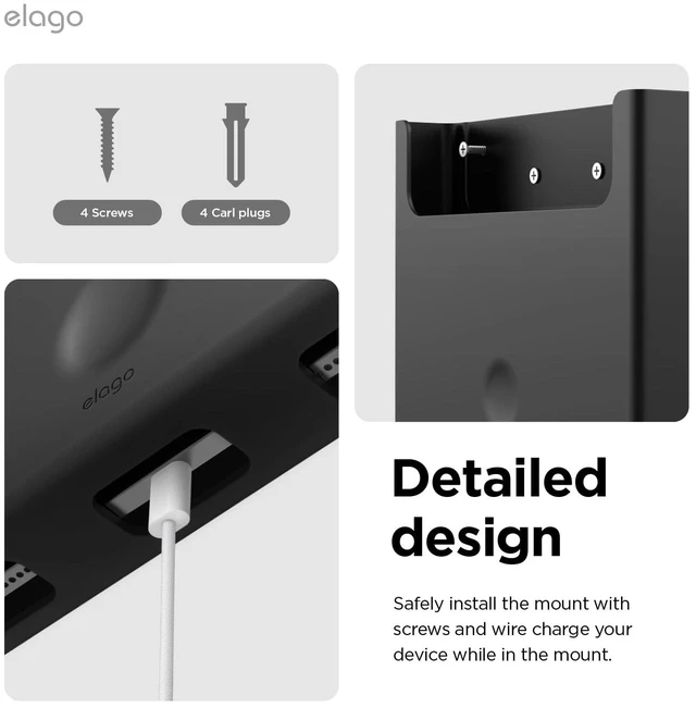 Alt view image 3 of 7 - Tablet Holder Mount for iPad, Galaxy Tab, Switch, E-Reader | Screw Mounting, Available Wired Charging (Black)
