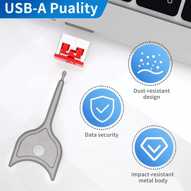 Alt view image 4 of 6 - 10-Pack USB Port Lock with 1 Key, Metal USB-A Port Blocker, Security Data Protection for PC Laptop,Anti-Theft USB Lock, Dust & Moisture Proof Type-A Connector Cover,RemovableRed