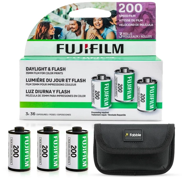 Main image of 200 Color Negative Film (35mm, 36 Exposures, 3-Pack) Bundle with Fabble 3-Roll Protective Film Vault Storage Case, Durable Travel Organizer for 35mm Film Rolls for Professional Use