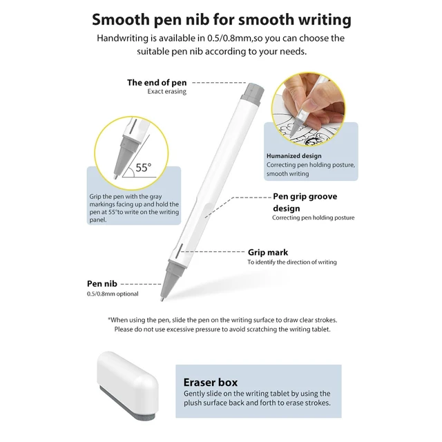 Alt view image 5 of 6 - LCD Writing Tablet, Magnetic Reusable Digital Notepad with Pen | 0.7mm Pen Tip, Aluminum Alloy, Eye Protection, Smooth Writing, for Kids Office Memo Home Whiteboard