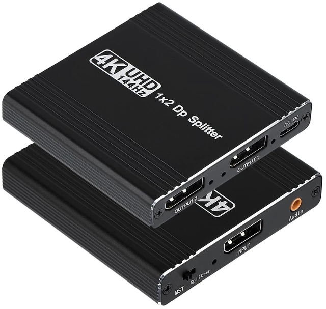 Main image of DisplayPort to Dual Displayport Splitter Adapter Support MST Extend/Mirror Mode, 4K@120Hz 4K@60Hz DisplayPort Splitter 1 in 2 Out, Display Port Adapter hub for Desktop, PC, Laptop, Extend Display