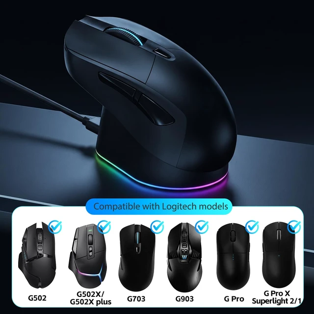 Alt view image 2 of 5 - Charging Dock Compatible with Logitech Gaming Mouse G Pro X Superlight 2/1,G502/G502 X/G502 X Plus,G703/G903/G403 Lightspeed