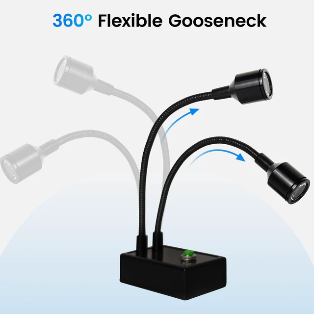 Alt view image 3 of 6 - Microscope Articulated Arm Stand Gooseneck Light Set, Dual Gooseneck Spot Light C Mount Lens Holder 26mm-52mm Adjustable Clamp, HDMI USB Camera Lens Electronic Soldering Repairing Stand (Spotlight)