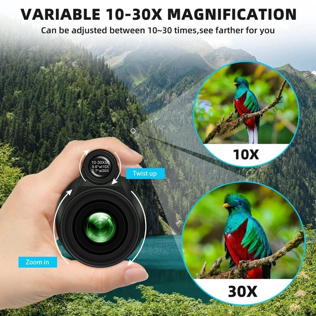 Alt view image 3 of 6 - 10-30x50 Zoom Monocular Telescope for Adults - High Power HD Monocular with Tripod & Adapter, Rubber Armor,Waterproof Large Objective Monoculars - for Opera, Bird Watching, Hiking,Travel
