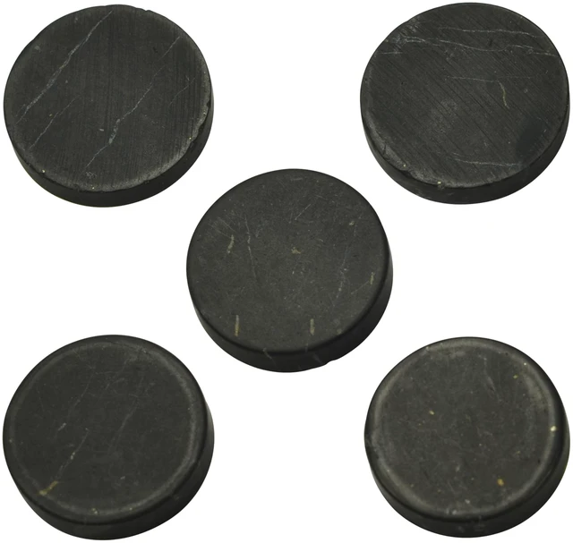 Main image of 5 pcs Authentic Shungite Stickers Unpolished 50 mm / 1.96" Genuine Healing Energy Stone Protection Plate for Cell Phone Case Tablet Laptop Computer Noble Gemstone Protector Crystal