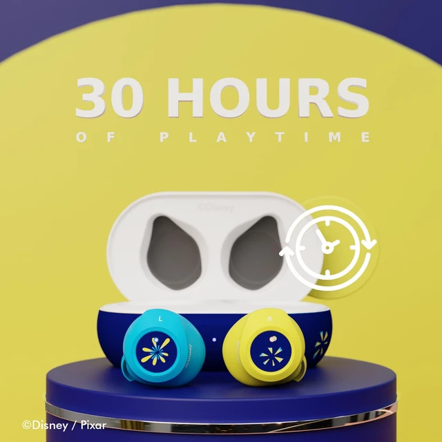 Alt view image 3 of 7 - Disney and Pixars Inside Out 2 Bluetooth Earbuds w/Charging Case- Wireless Headphones w/Built-in Mic+ Up to 30 Hrs Playtime- Inside Out 2 Gifts for Girls, Boys, Women, Men, All Fans (Joy)