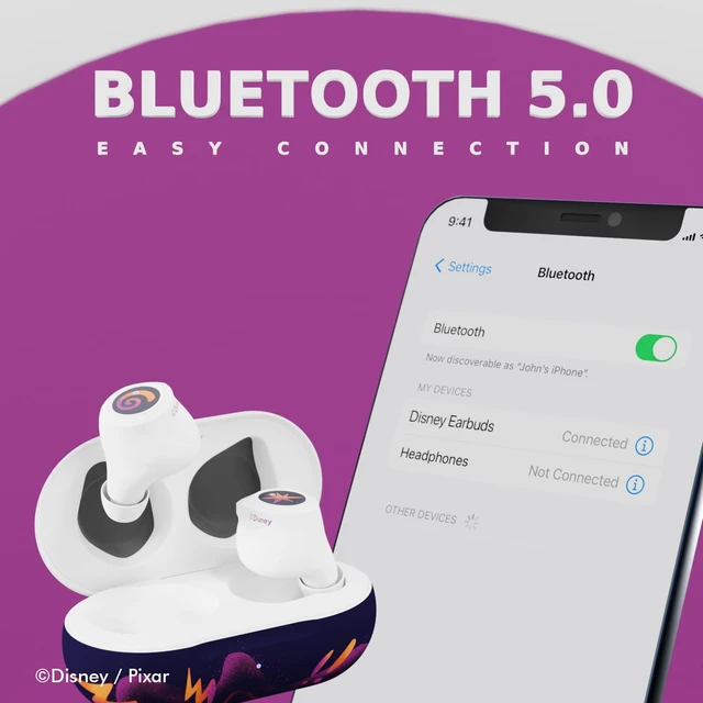 Alt view image 6 of 7 - Disney and Pixars Inside Out 2 Bluetooth Earbuds w/Charging Case- Wireless Headphones w/Built-in Mic+ Up to 30 Hrs Playtime- Inside Out 2 Gifts for Girls, Boys, Women, Men, All Fans (Anxiety)