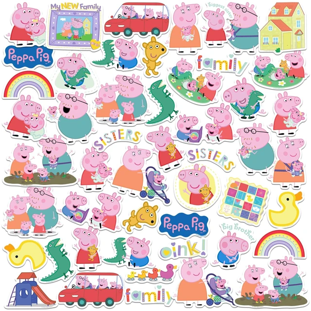Main image of Peppa Pig New Family 50ct Vinyl L Deluxe Stickers, Tablet, Indoor/Outdoor